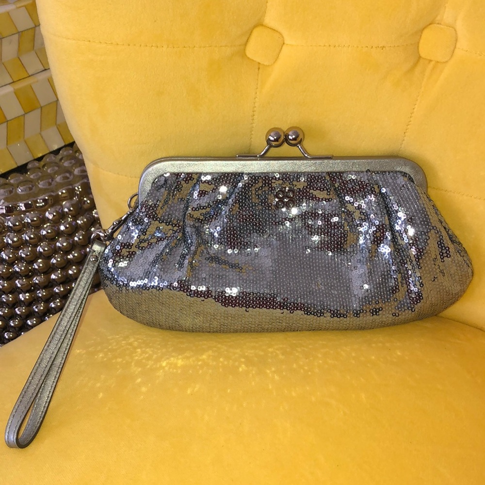 Silver sequins Coach wristlet